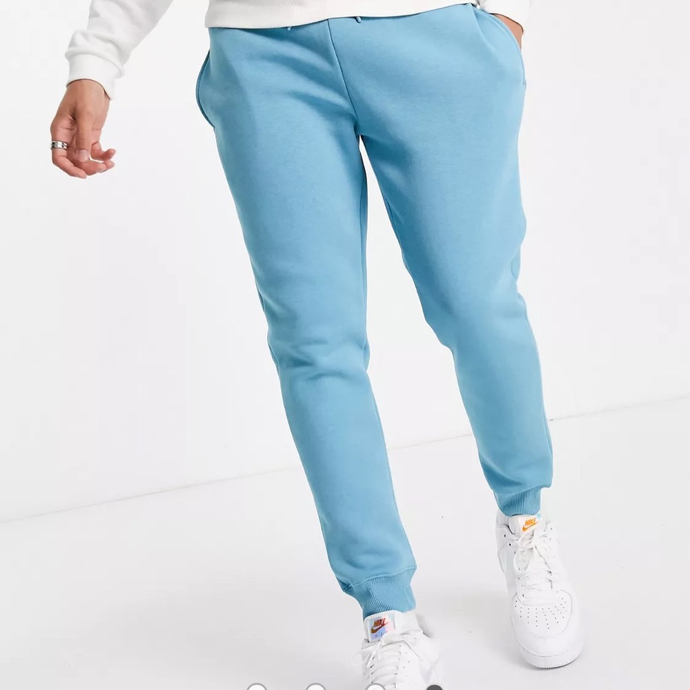 Topman jogger fleece Sweatpants in light blue drawstring Pockets men's S